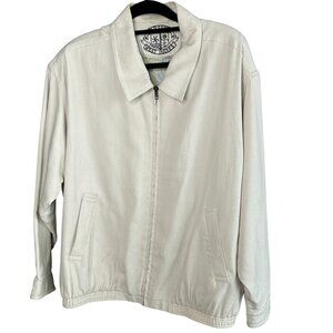 Pussers West Indies 100% Silk Cream Resort Full Zip Bomber Jacket Size Medium